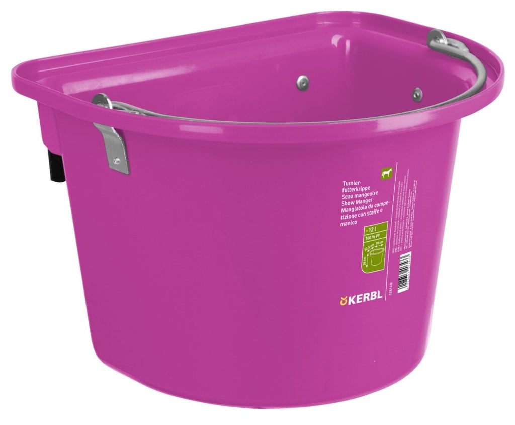 Competition feed bucket pink 12 L with handle