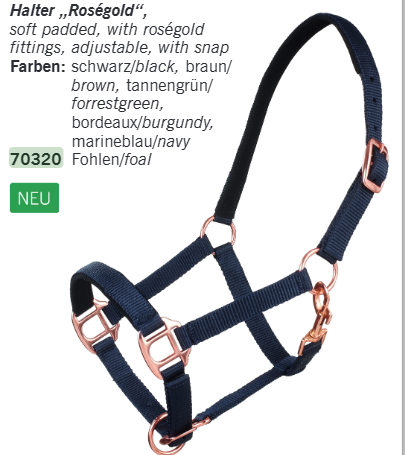 Licol nylon rose gold (poulain)